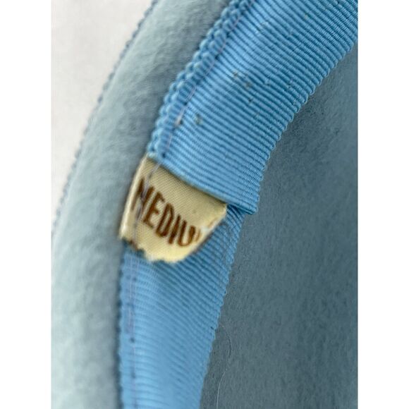 Ritz Henry Pollack Hat Dusty Blue Jewel Bow Band Baby Blue Net Cover Circa 60s - Picture 8 of 9